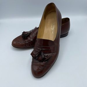 Salvatore Ferragamo Italian leather tassel slip ons.